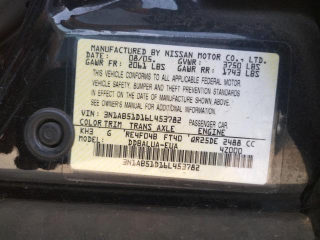 3N1AB51D16L453782 - 2006 NISSAN SENTRA BLACK photo 13