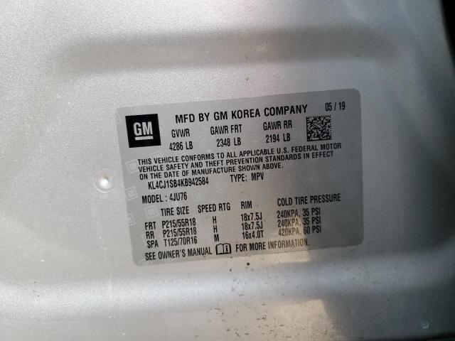 KL4CJ1SB4KB942584 - 2019 BUICK ENCORE SPO SILVER photo 13