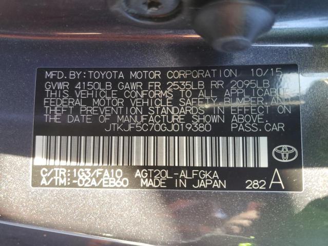 JTKJF5C70GJ019380 - 2016 TOYOTA SCION TC GRAY photo 12