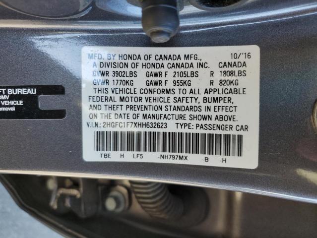 2HGFC1F7XHH632623 - 2017 HONDA CIVIC EXL Boz foto 12