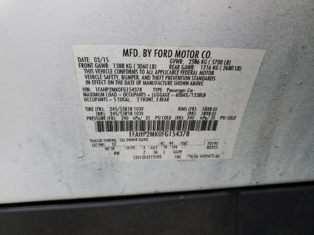 1FAHP2MK0FG154378 - 2015 FORD TAURUS POL WHITE photo 13