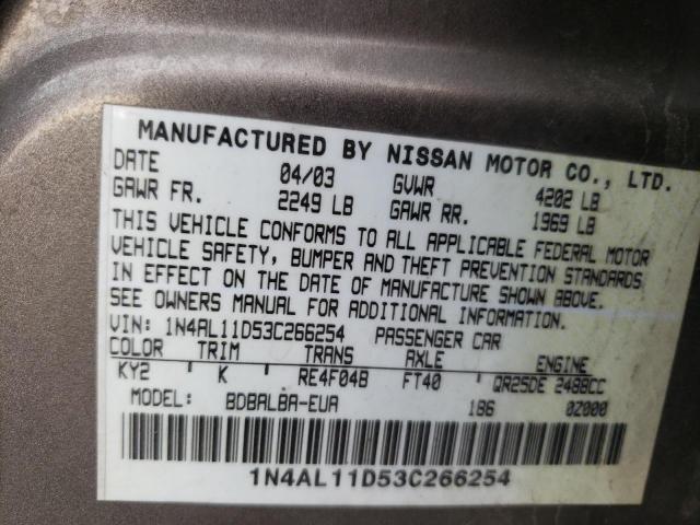 1N4AL11D53C266254 - 2003 NISSAN ALTIMA BAS TAN photo 13