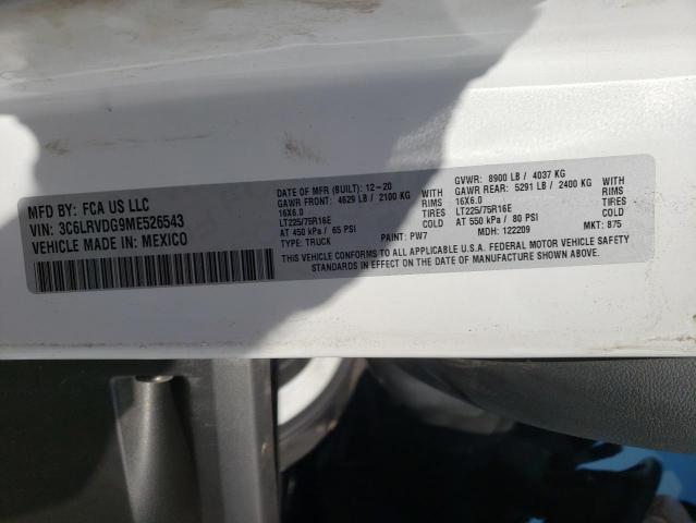 3C6LRVDG9ME526543 - 2021 RAM PROMASTER WHITE photo 13