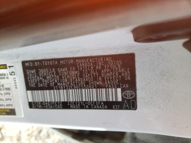 2T1BY32E96C550601 - 2006 TOYOTA COROLLA XR 白色 照片 12