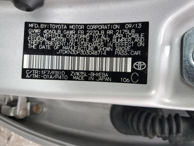 JTDKN3DP3D3****** - 2013 TOYOTA PRIUS PLUG SILVER photo 12