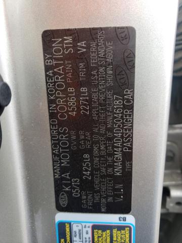 KNAGM4AD4D5046187 - 2013 KIA OPTIMA HYB SILVER photo 12