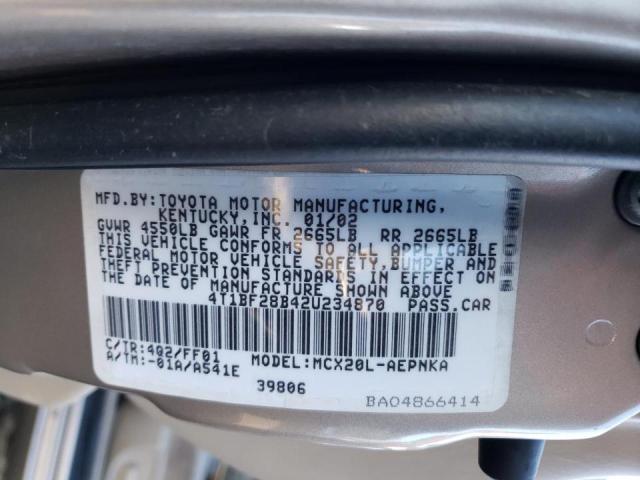 4T1BF28B42U234870 - 2002 TOYOTA AVALON GOLD photo 12