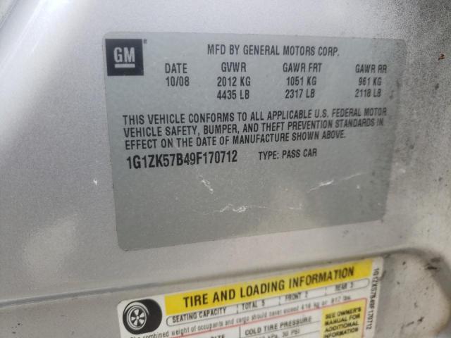 1G1ZK57B49F170712 - 2009 CHEVROLET MALIBU LTZ ვერცხლისფერი ფოტო 12