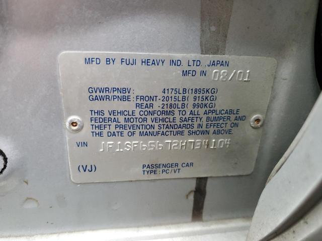 JF1SF65672H734104 - 2002 SUBARU FORESTER S SILVER photo 12