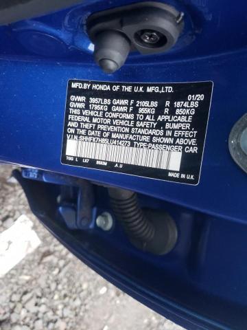 SHHFK7H85LU414273 - 2020 HONDA CIVIC EXL Niebieski zdjęcie 13
