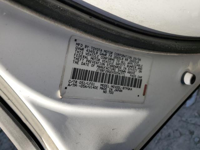 JT8BF28G0X5054771 - 1999 LEXUS ES 300 WHITE photo 12