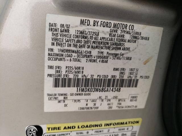 1FMDK03W68GA14348 - 2008 FORD TAURUS X L GOLD photo 13