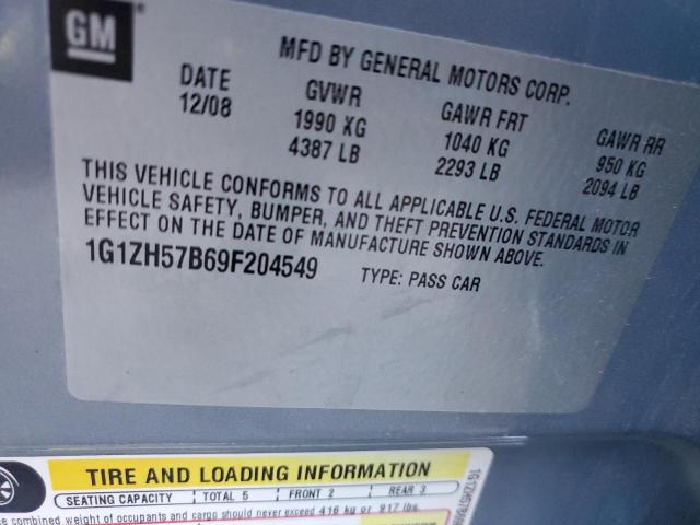 1G1ZH57B69F204549 - 2009 CHEVROLET MALIBU 1LT Mavi fotoğraf 12