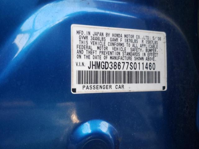 JHMGD38677S011460 - 2007 HONDA FIT S ლურჯი ფოტო 13