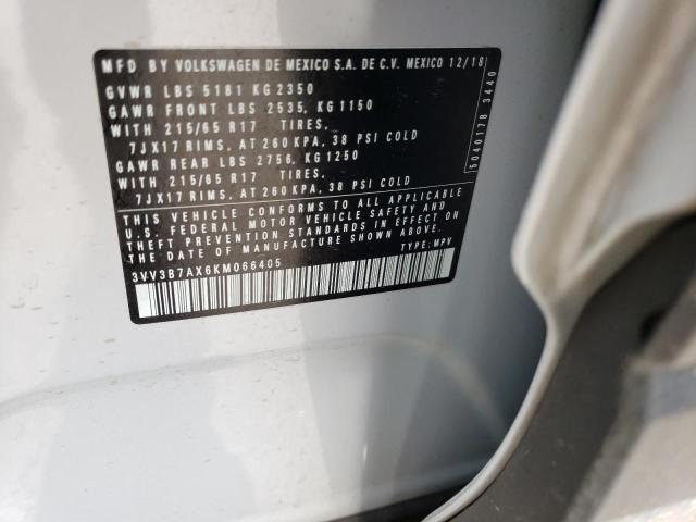 3VV3B7AX6KM066405 - 2019 VOLKSWAGEN TIGUAN SE WHITE photo 13