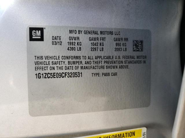 1G1ZC5E09CF320531 - 2012 CHEVROLET MALIBU 1LT 银色 照片 12