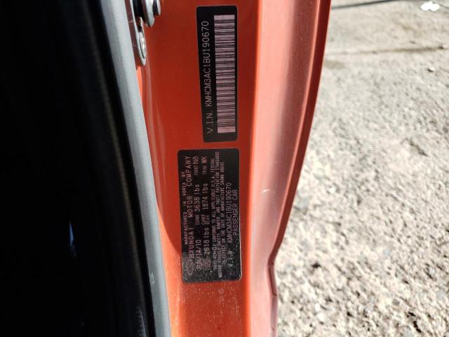 KMHCM3AC1BU190670 - 2011 HYUNDAI ACCENT GL ORANGE photo 12