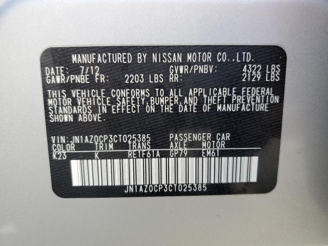 JN1AZ0CP3CT025385 - 2012 NISSAN LEAF SV SILVER photo 12