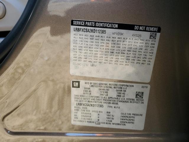 LRBFXCSA2KD112385 - 2019 BUICK ENVISION E TAN photo 13