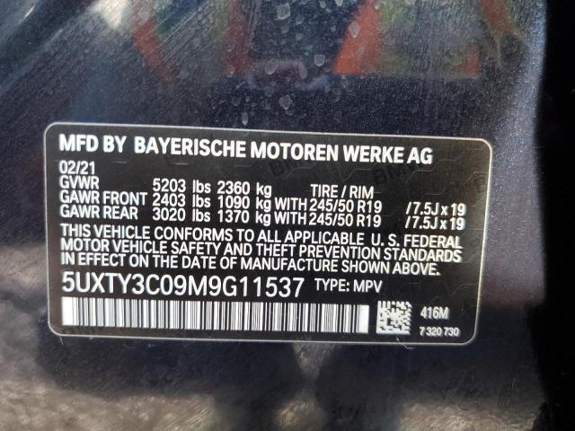 5UXTY3C09M9G11537 - 2021 BMW X3 SDRIVE3 BLACK photo 13