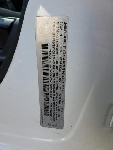 3VW1K7AJ1BM305499 - 2011 VOLKSWAGEN JETTA BASE WHITE photo 12