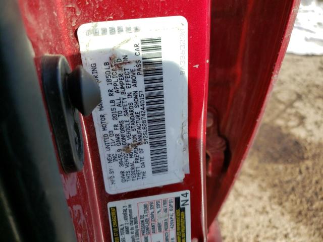 5Y2SL62874Z440157 - 2004 PONTIAC VIBE RED photo 12