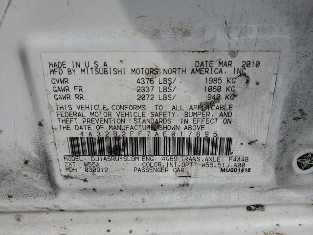 4A32B2FF7AE017695 - 2010 MITSUBISHI GALANT FE WHITE photo 12