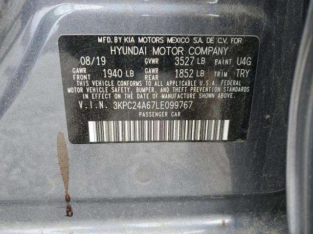 3KPC24A67LE099767 - 2020 HYUNDAI ACCENT GRAY photo 12