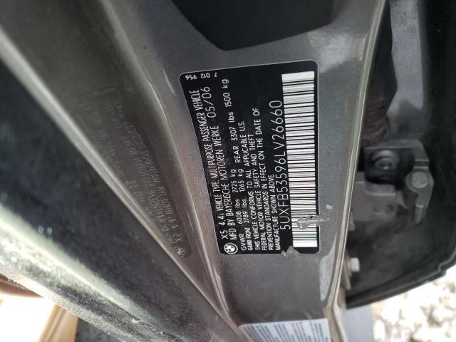 5UXFB53596LV26660 - 2006 BMW X5 4.4I GRAY photo 12