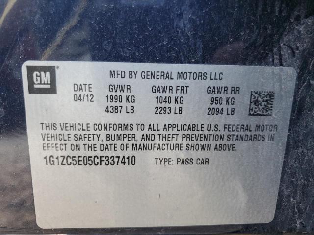 1G1ZC5E05CF337410 - 2012 CHEVROLET MALIBU 1LT 蓝色 照片 12