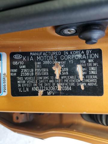 KNDJT2A20B7220384 - 2011 KIA SOUL ORANGE photo 12