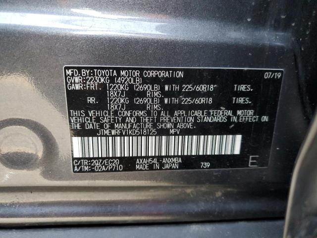 JTMEWRFV1KD518125 - 2019 TOYOTA RAV4 XSE GRAY photo 13