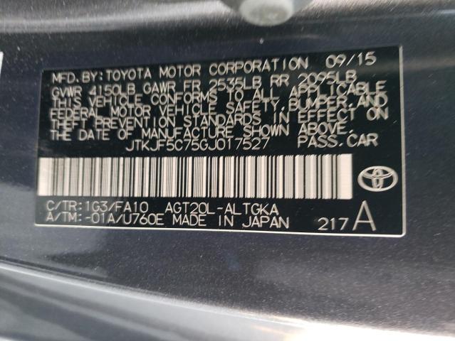 JTKJF5C75GJ017527 - 2016 TOYOTA SCION TC GRAY photo 12