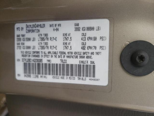 3D7KU28D14G239385 - 2004 DODGE RAM 2500 S GRAY photo 12