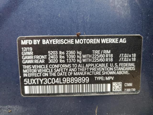 5UXTY3C04L9B89899 - 2020 BMW X3 SDRIVE3 BLUE photo 14