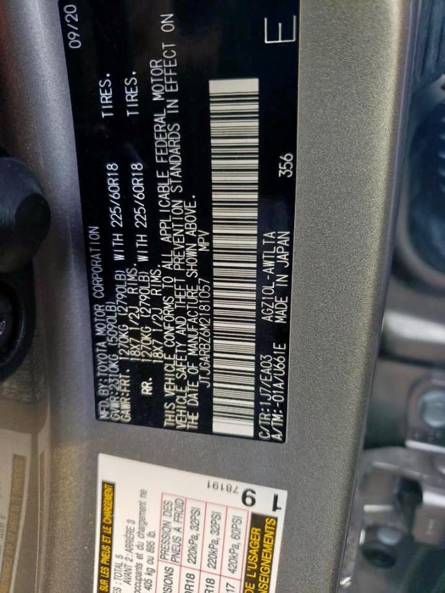 JTJGARBZ6M2181057 - 2021 LEXUS NX 300 BAS 银色 照片 10