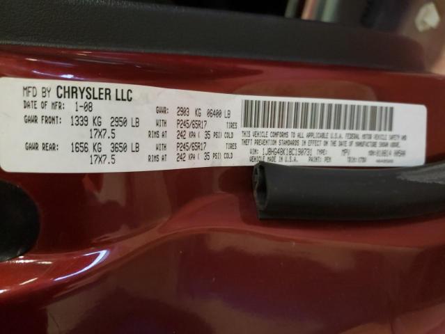 1J8HG48K18C190731 - 2008 JEEP COMMANDER 栗色 照片 13