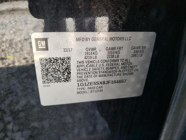 1G1ZE5SX8JF164667 - 2018 CHEVROLET MALIBU PRE BLACK photo 12