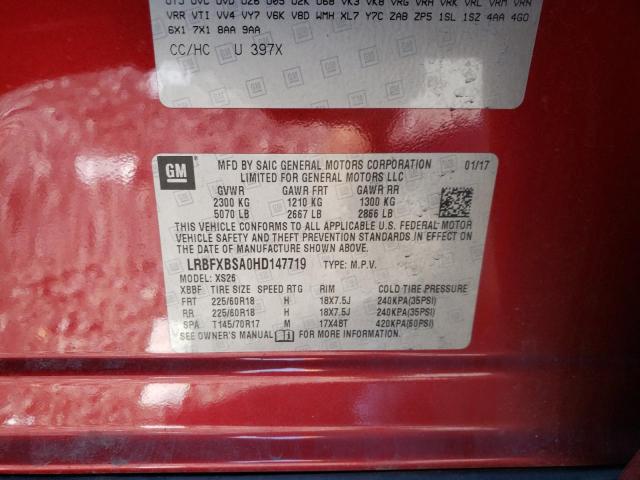 LRBFXBSA0HD147719 - 2017 BUICK ENVISION E RED photo 12