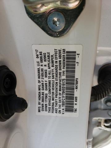19XFC1F79HE019175 - 2017 HONDA CIVIC EXL Ağ foto 12