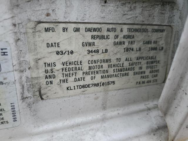 KL1TD6DE7AB101575 - 2010 CHEVROLET AVEO LS 白色 照片 12