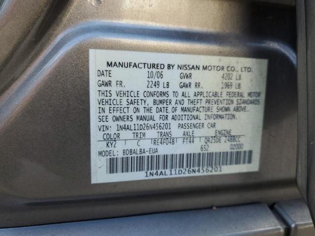 1N4AL11D26N456201 - 2006 NISSAN ALTIMA S TAN photo 12