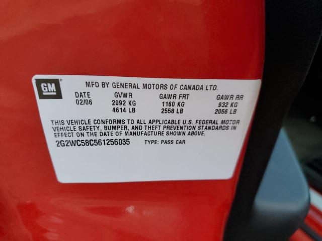 2G2WC58C561256035 - 2006 PONTIAC GRAND PRIX წითელი ფოტო 12