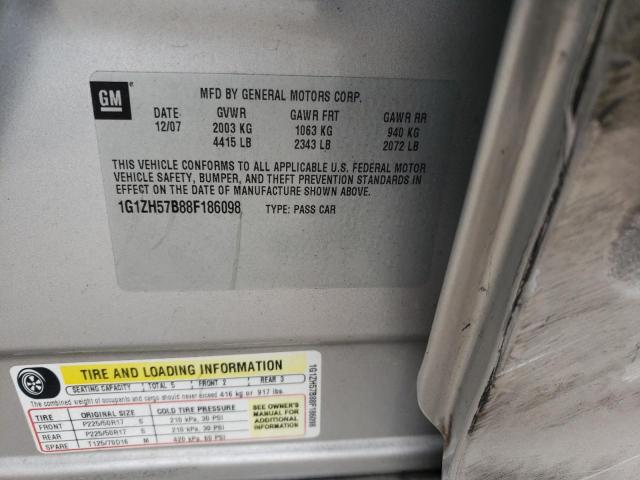 1G1ZH57B88F186098 - 2008 CHEVROLET MALIBU 1LT SILVER photo 12