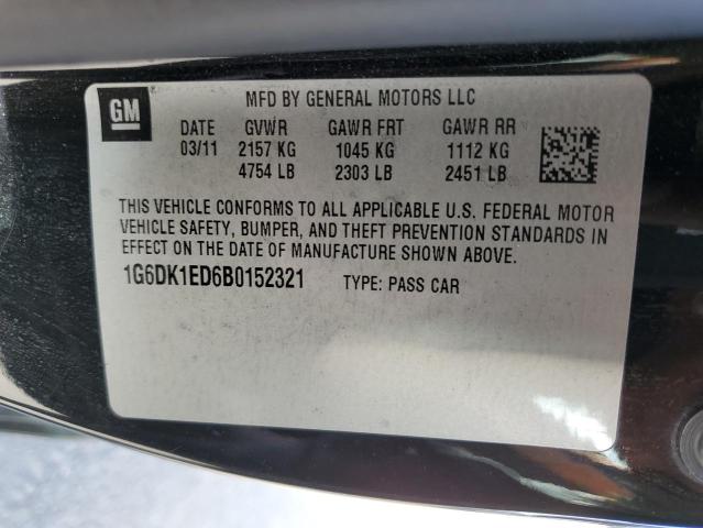 1G6DK1ED6B0152321 - 2011 CADILLAC CTS PERFOR შავი ფოტო 12