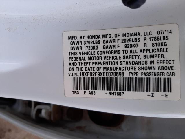 19XFB2F9XEE070898 - 2014 HONDA CIVIC EXL Ağ foto 13