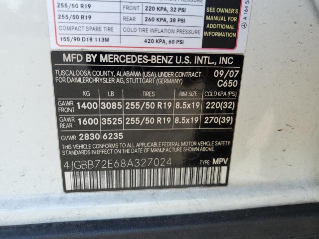 4JGBB72E68A327024 - 2008 MERCEDES-BENZ ML 550 WHITE photo 13