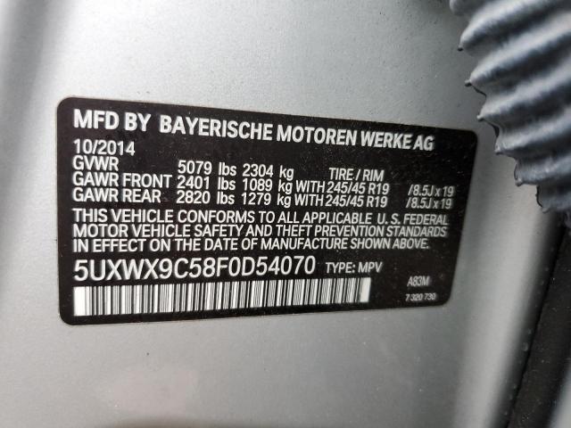 5UXWX9C58F0D54070 - 2015 BMW X3 XDRIVE2 SILVER photo 13