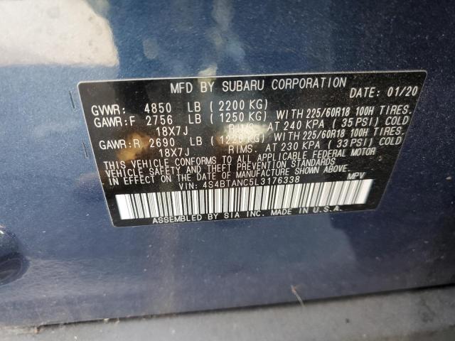 4S4BTANC5L3176338 - 2020 SUBARU OUTBACK LI BLUE photo 13