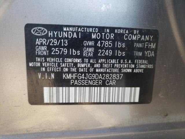 KMHFG4JG9DA282837 - 2013 HYUNDAI AZERA SILVER photo 12